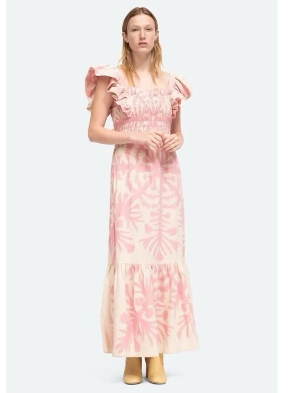Sea Pink Ruffle Maxi Dress